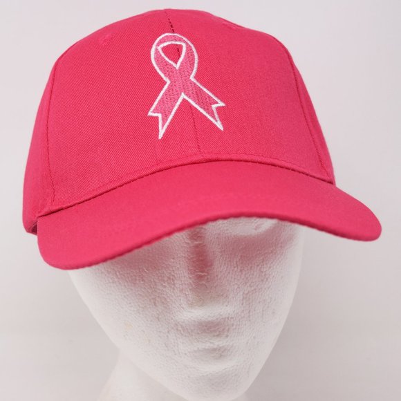 Breast Cancer Awareness Cap Pink Adjustable Strapback Embroidered Ribbon New Hat - Picture 3 of 9